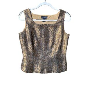 Y2K Ren Faire Floral Metallic Brocade Jacquard Sleeveless Top Silk Blend
